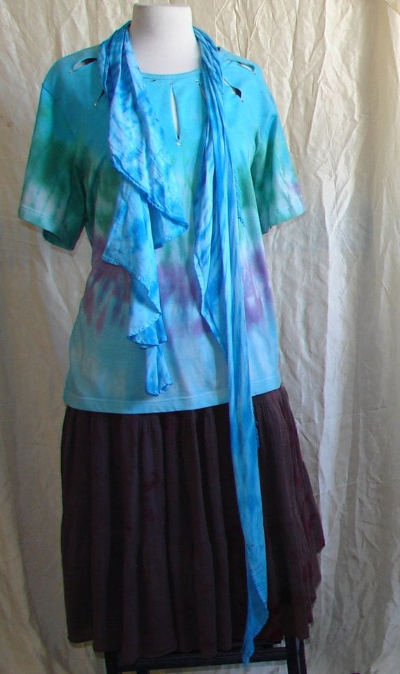 Rhinestones plus  size  tee  tie  dye  shirt  by 