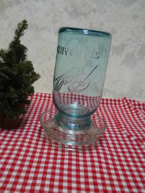 Vintage Clear Glass Farm Chicken Waterer Base with Vintage