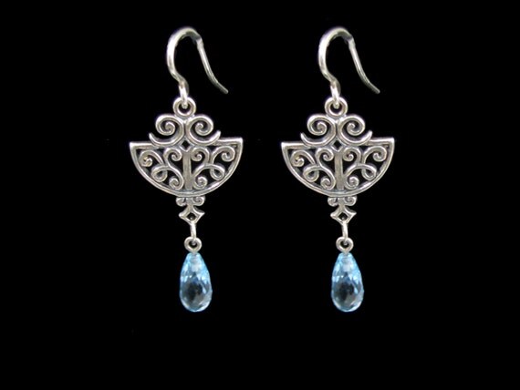Sterling Silver Filigree Drop Earrings with by HThompsonJewelry