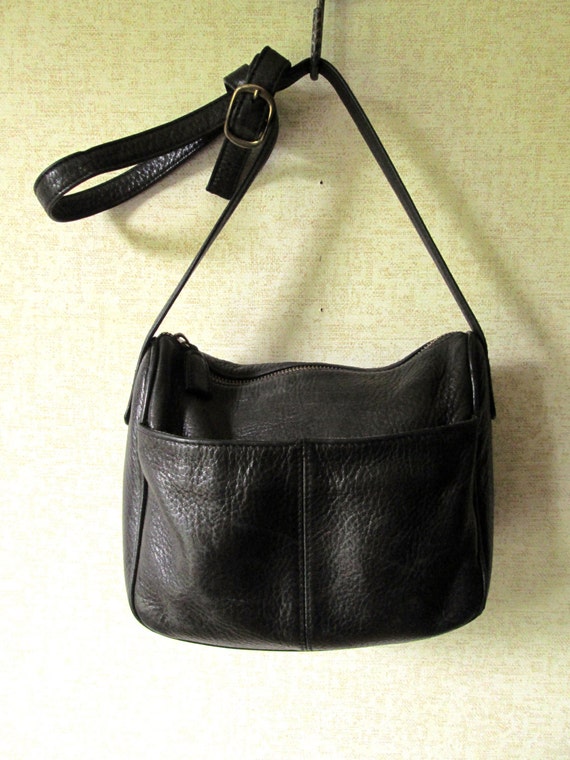 Crossbody Bag black leather shoulder bag saddle by MySoftParade