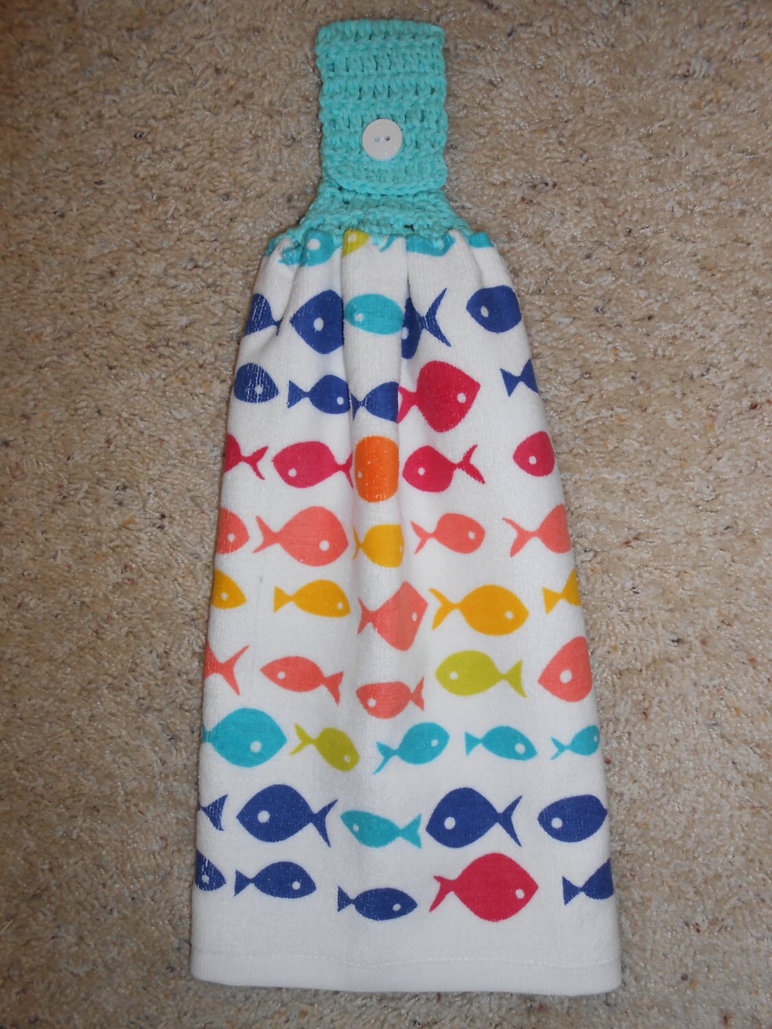 Hanging Kitchen Towel Fish Fun Fish Crochet Top Towel