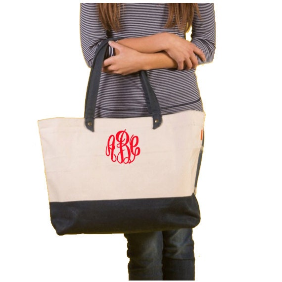 Monogrammed Large Canvs Tote