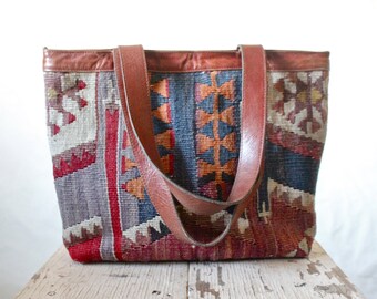 Items similar to NEW tribal design tote bag, turkish kilim chenille