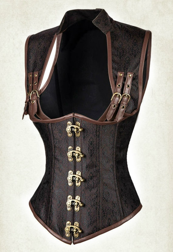 steampunk under bust corset brown corset underbust corset by TheAlteredCity steampunk buy now online