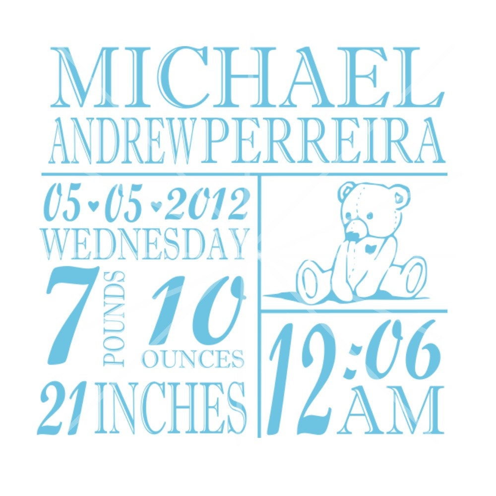 Download Baby Birth Stats SVG Baby Stats dxf Baby Birthday Tile ...