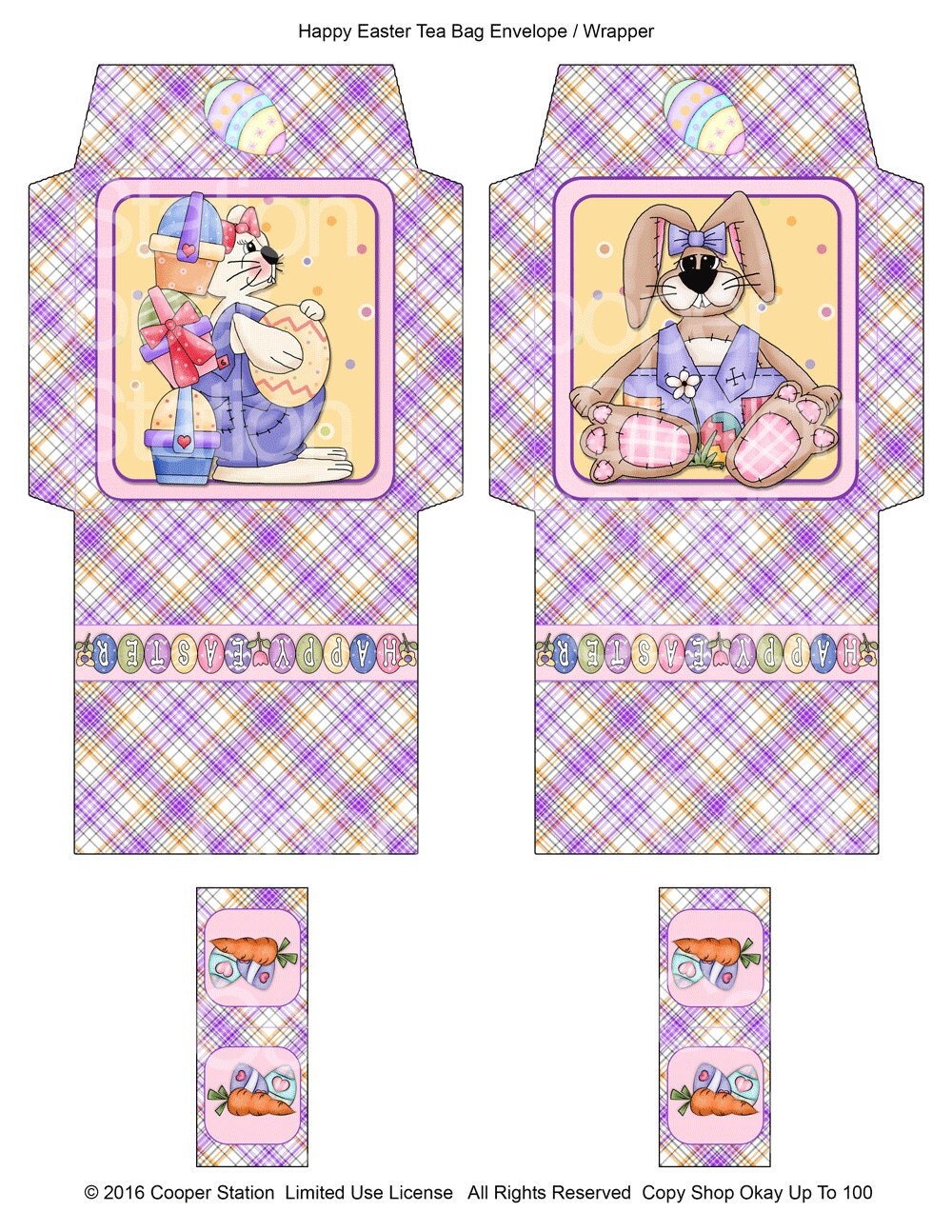 Printable Digital Happy Easter Tea Bag Wrappers