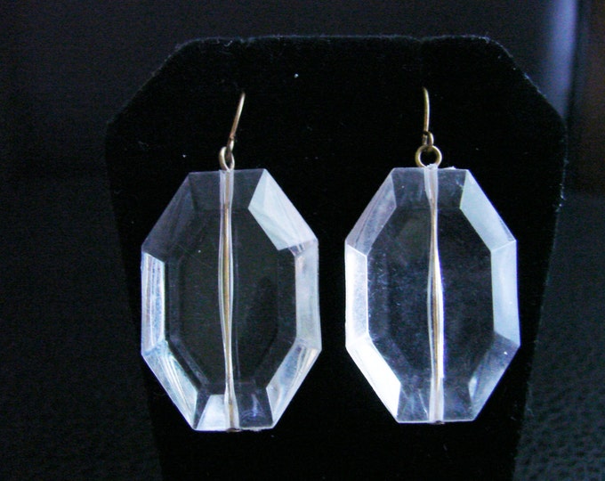 Vintage Lucite Chandelier Earrings / Clear Lucite / Dangle Earrings / Drop Earrings / Wedding Bridal / Jewelry / Jewellery