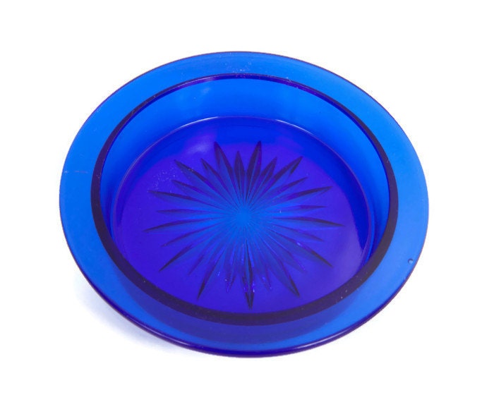 Antique Cobalt Blue Glass Bowl Starburst by LeVintageGalleria