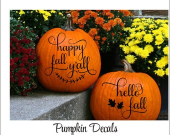 Happy Fall Pumpkin Decal Hello Fall Pumpkin Decal Small Decals Fall Front Porch Pumpkin Decor Vinyl Decals Fall Porch Decor Holiday Seasonal