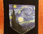 Van Gogh starry pocket tee shirt s/m/l/xl art
