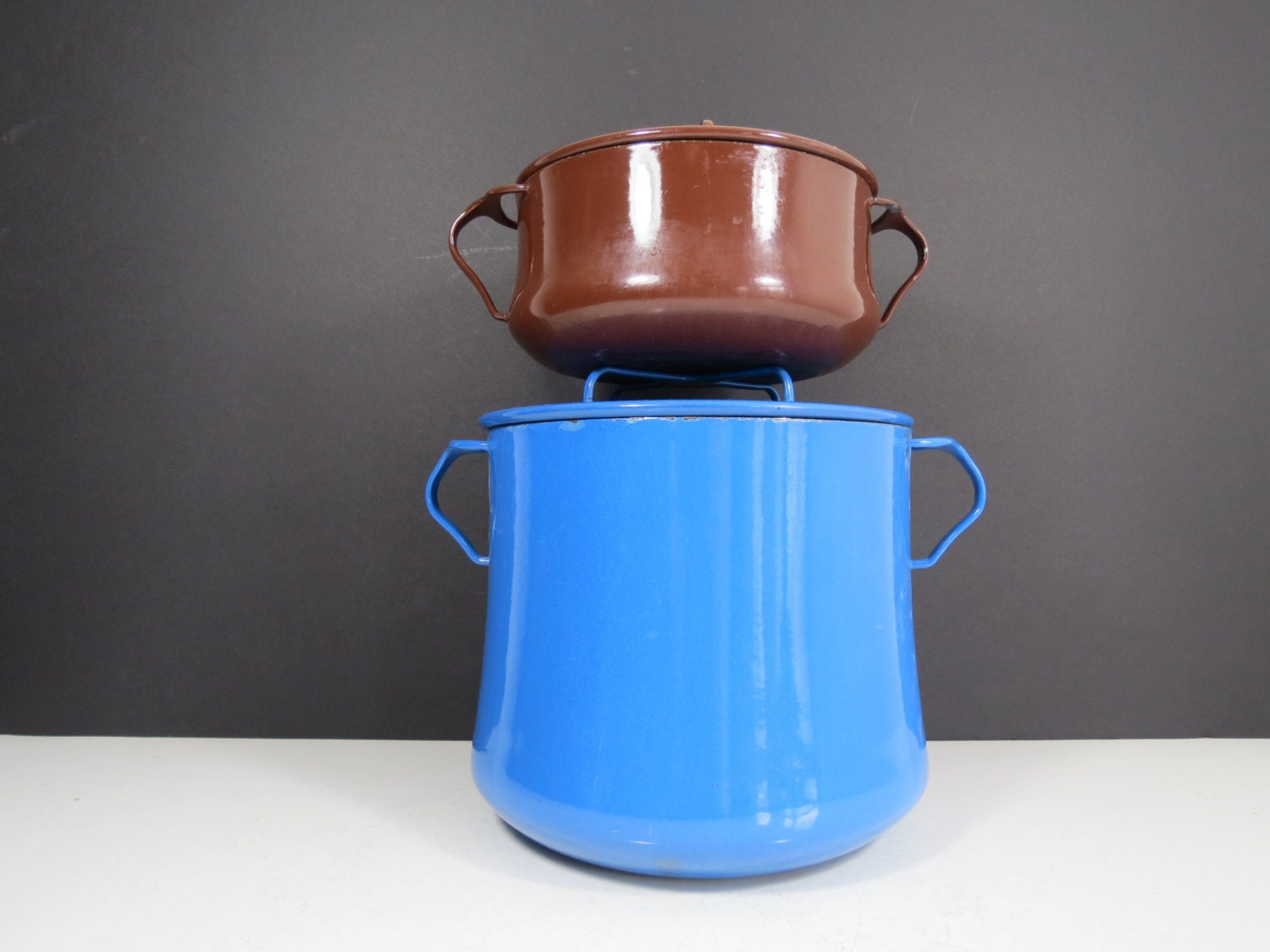  Dansk  Enamel Cooking Pot  Mid Century Modern Brown