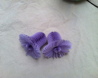 Vintage Wedding Bells Lilac Lavender Violet Purple Paper Honeycomb Purple Christmas Ornament 1960s Mod French Beistle