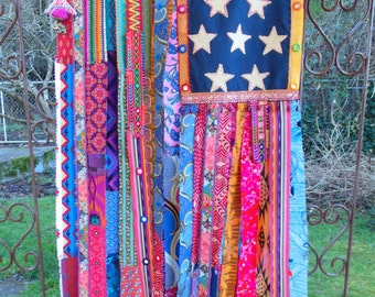 Gypsy boho chic American Flag wall curtain hippie decor bohemian style apartment therapy wall ...