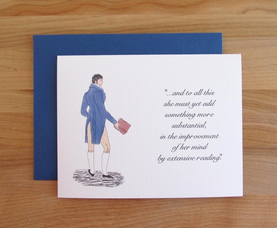 Mr. Darcy Pride & Prejudice Quote Birthday Card / The