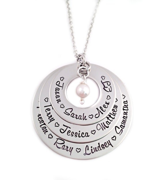 Personalized Family Name Necklace Family Necklace Hand