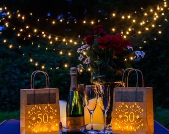 50th Birthday Lantern Bags, perfect 50th party decoration