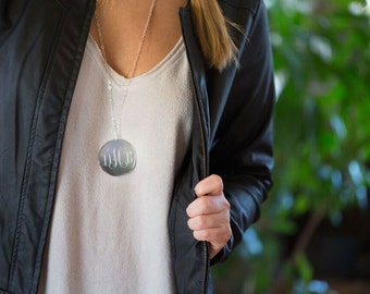 Statement Large Monogram Necklace in Silver or Gold Long Personalized Necklace