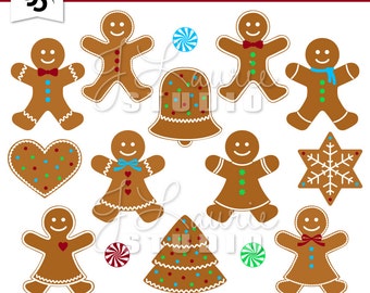 Digital Clipart-Gingerbread Cookies-Holiday Clipart-Christmas-Gingerbread Man-Peppermints-Scrapbooking-Instant Download Clip Art