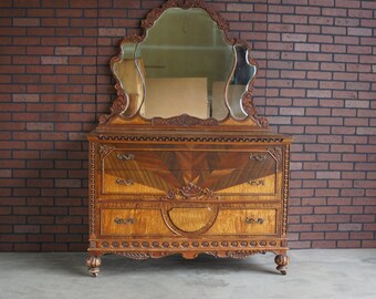 Antique Chest of Drawers With Mirror / Shabby Cottage Chic Chest of Drawers / Parisian Dresser ~ Paint To Order