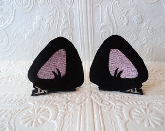 Kitty Barrette - Cat Ear Clips - Dressup Ears - Costume Ear Clips - Black Cat Ears - Kitty Ear Clips - Black Felt Barrette - Hair Accessory