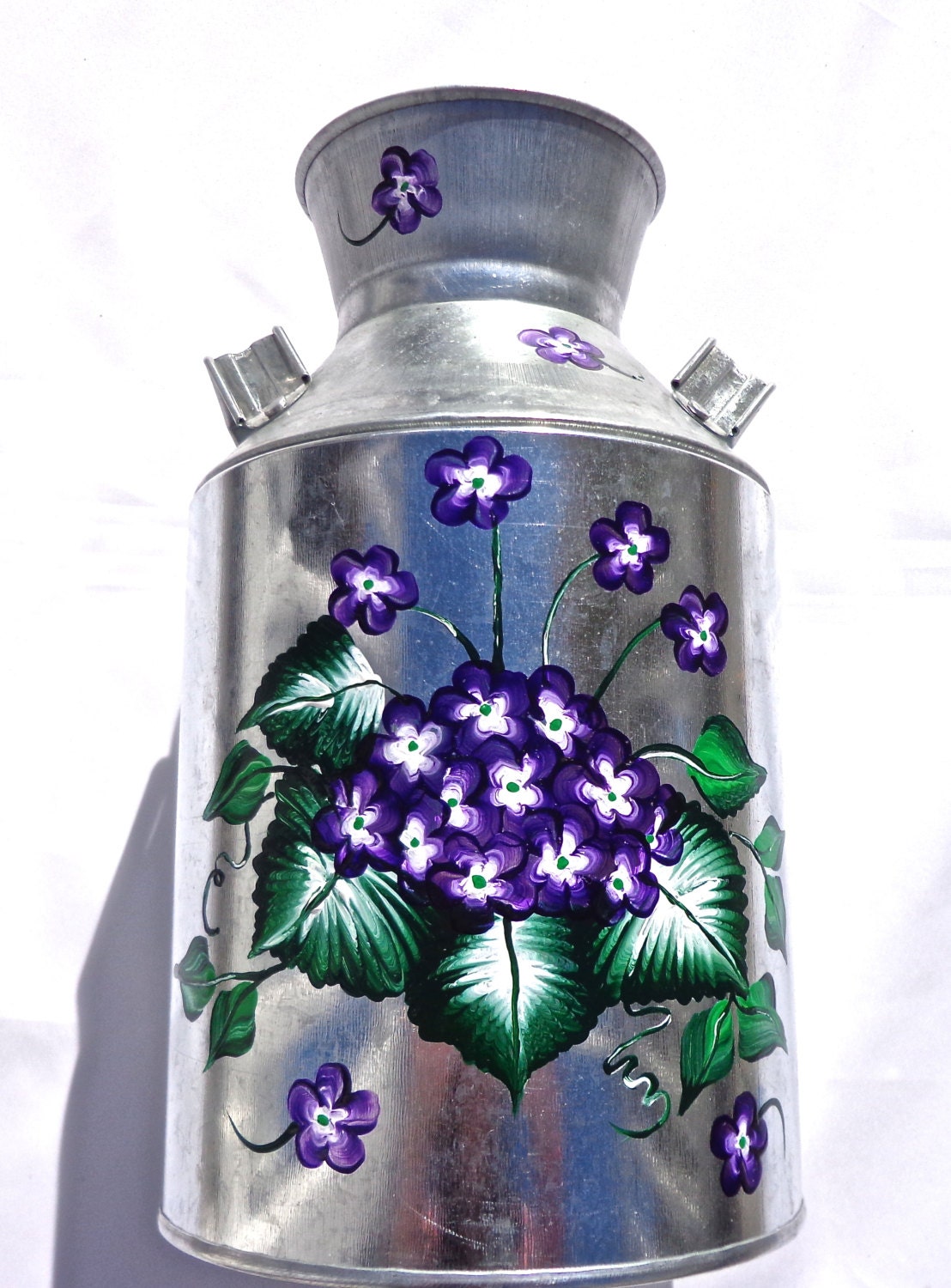 Hand Painted Galvanized Rustic Milk Can With by ipaintitpretty