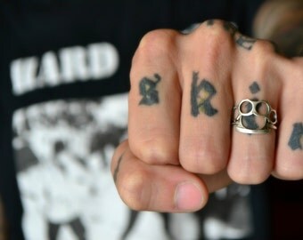 Brass Knuckle Ring, Punk Rock Tough Girl Jewelry, Fight Club Unisex Edgy Ring, Cool Gift For Her, 925 Sterling Silver