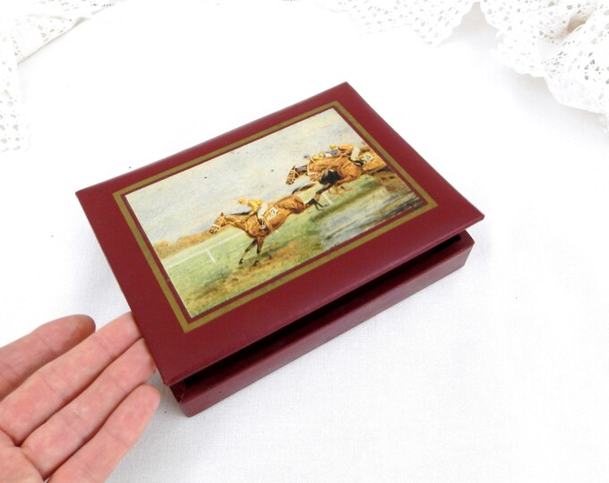 Vintage French Leather Cigarette / Cigar Box Depicting an Equestrian Scene by "La Setia Regie Française", Collectible Tobacciana, Gift Horse