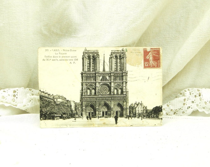 Antique French Black and White Postcard, Notre Dame de Paris / French Decor / Vintage Decor / Parisian Decor/ Retro Vintage Interior