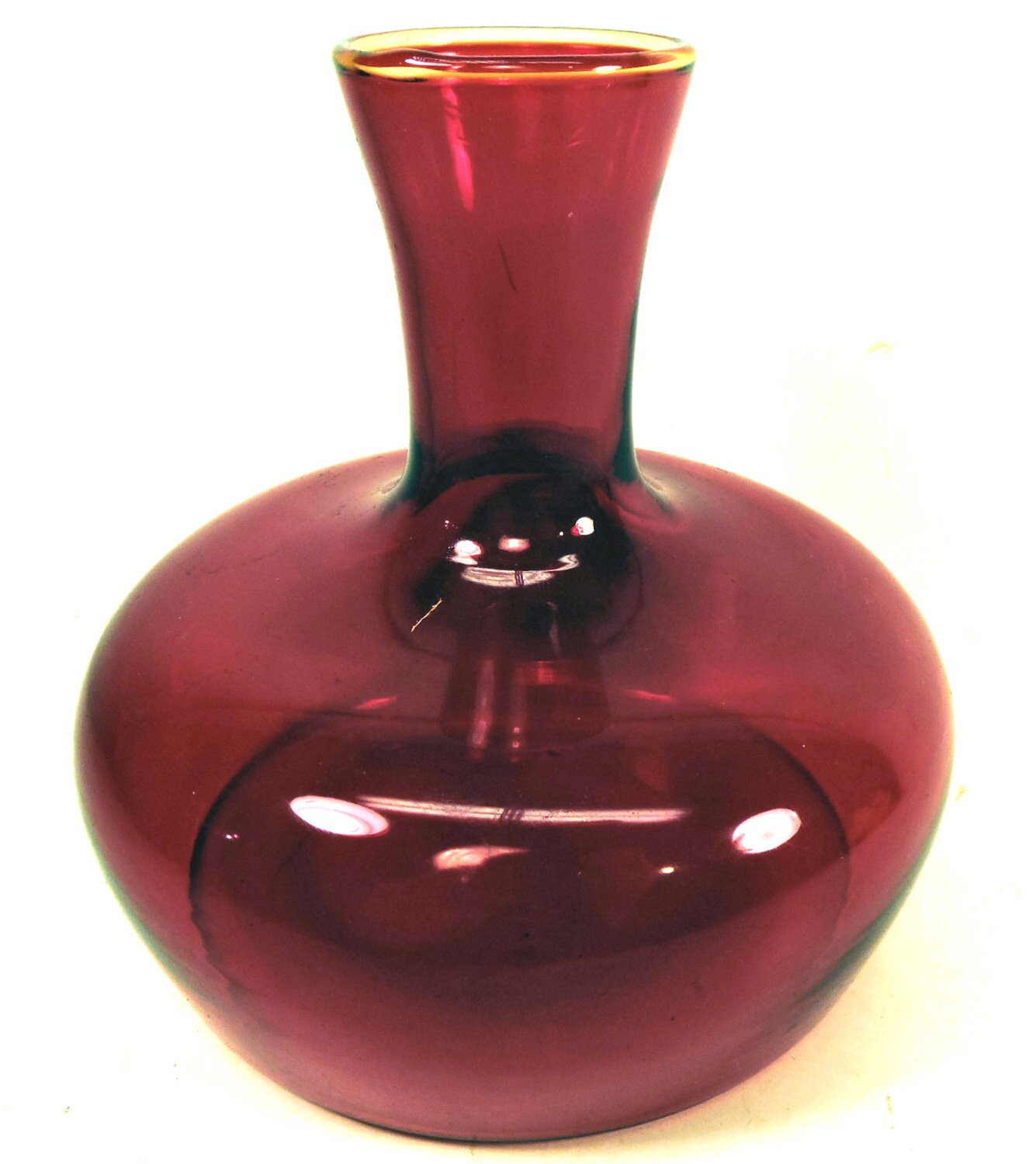 Ruby Red Vase Vintage Mid Century Modern Bathroom Vase