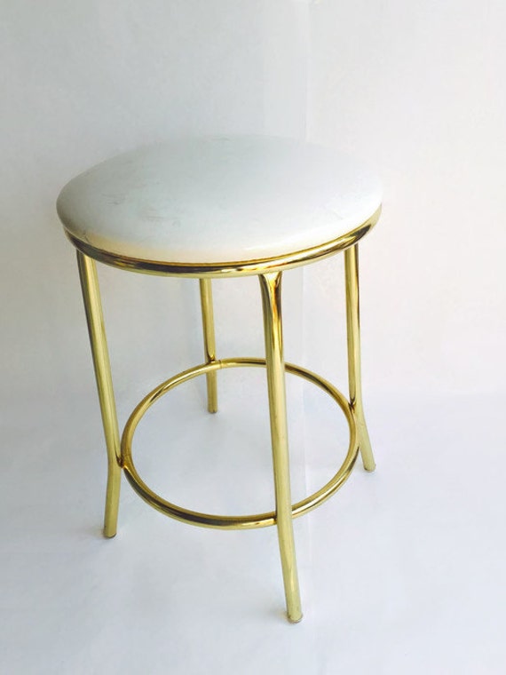 Vintage Tall Brass Stool Hollywood Regency 24 Counter