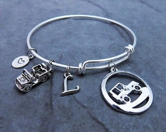 Jeep Charm Bracelet - Jeep Jewelry - Expandable Bracelet - Personalized Bracelet - Monogram Bracelet - Choose Style Stainless Steel Options