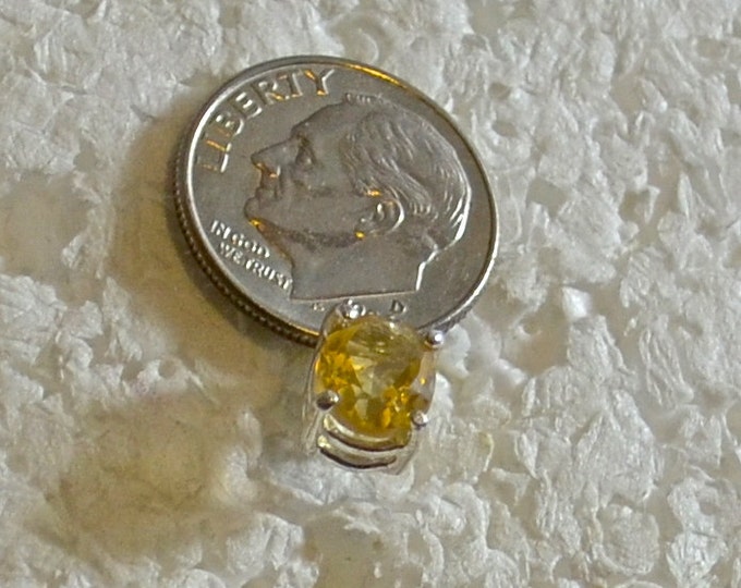 Man's Citrine Stud, 9x7mm Oval, Natural, Set in Sterling Silver 930M