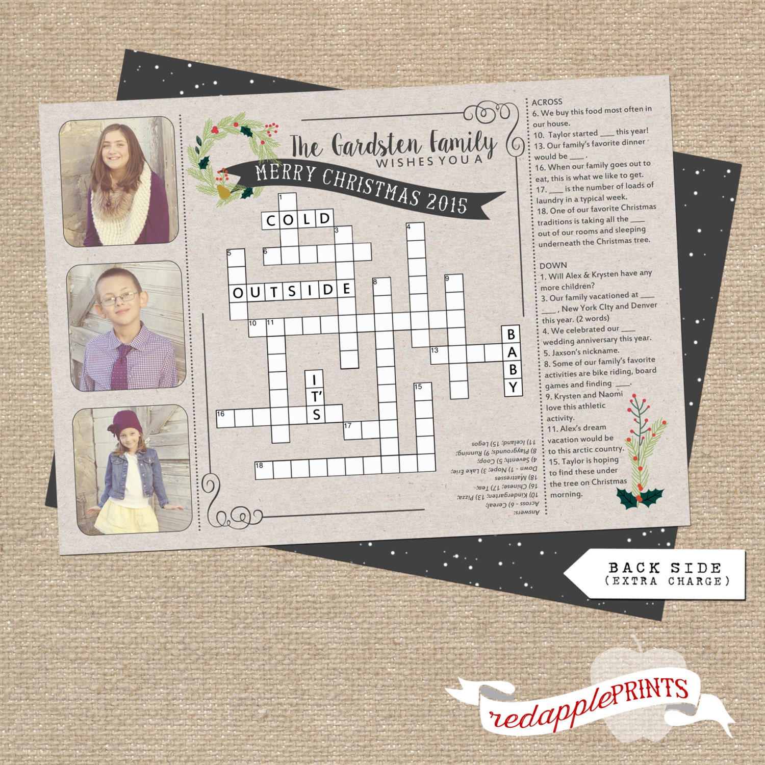 Crossword Puzzle Christmas Card By RedapplePRINTS On Etsy