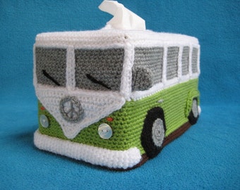 VW Campervan Bus Tissue Box Cover Crochet PATTERN PDF Hippie Style T1 Volkswagen Van