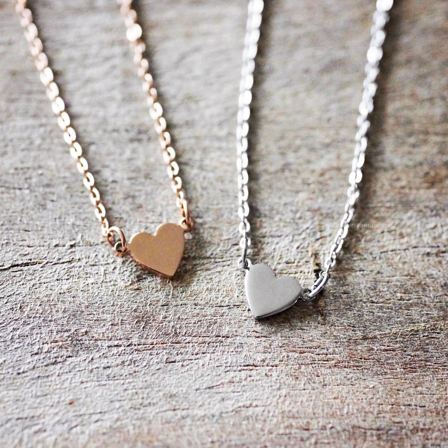 Heart Necklace Rose Gold Silver Necklace Dainty Necklace