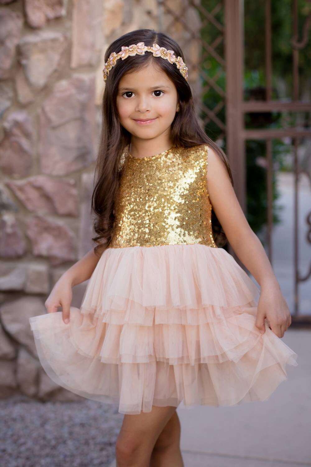 Pink and gold dress baby Champagne dress Gold dress girls