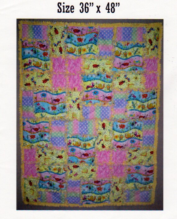Bright Squares Rag Quilt Pattern 36 x 48 Rag Quilt By AC