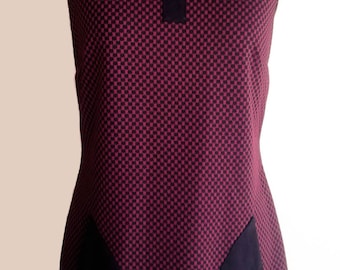 Burgundy/black pie de poule Mod dress