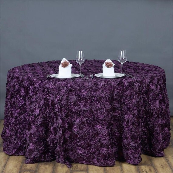 Eggplant Purple Rosette Tablecloth Purple Tablecloth Wedding