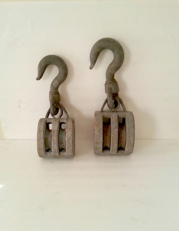 2 Large Block and Tackle vintage pulleys. by