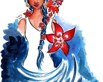 Flower Braids, Flower Braids Art Print, Art Print