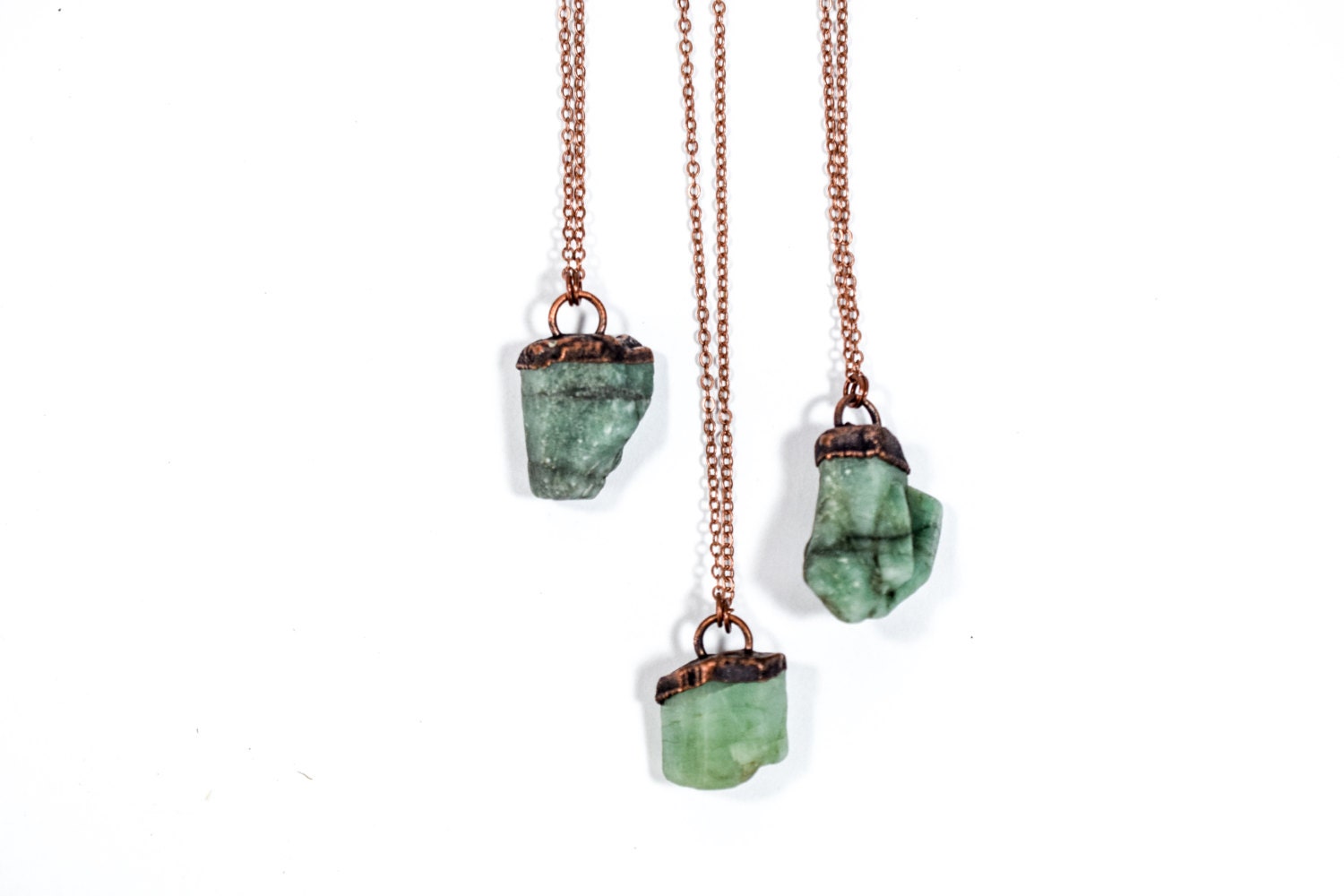 Emerald crystal necklace Raw emerald necklace Emerald