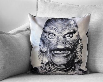 creature from the black lagoon - 18" velveteen pillow case - universal monsters