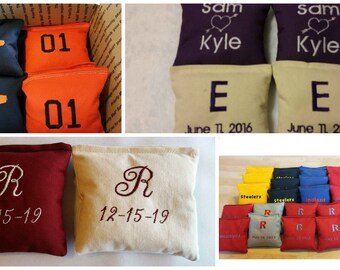 Embroidered Cornhole Bags - Personalized Bean Toss Bags - Corn Hole Bags - Custom