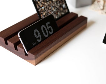 Desk Station / iPad Stand / Tablet Stand / iPhone Stand / Multi-use Docking Station / Black Walnut
