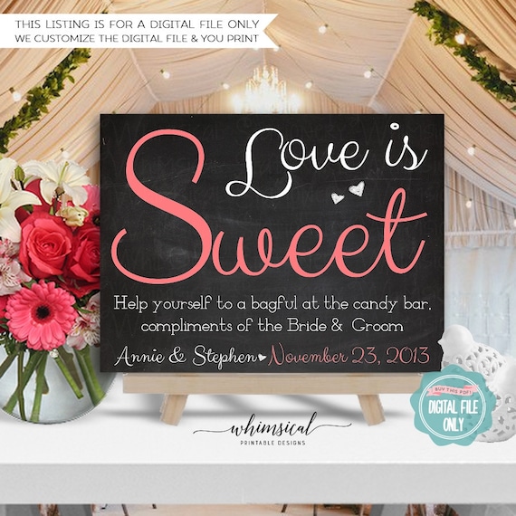 Candy Table Sign Printable File Only Wedding Signs Candy
