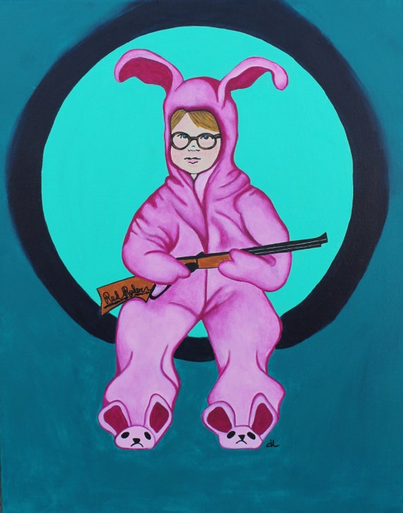 Giclee PRINT 11x14 Ralphie "A Christmas Story" Red Ryder You'll Shoot Your Eye Out Pink Bunny Pajamas Holiday Gift Figure Abstract