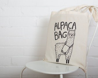 Alpaca Bag - Illustrated Screen Printed Tote Bag - Made in the UK - bag for life - shopping bag - gift for her - Katie Abey