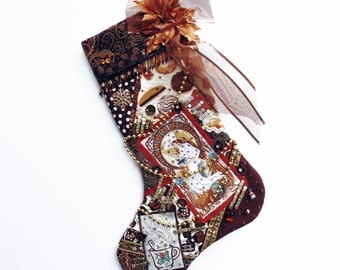 Chocolate lovers Christmas stocking, a custom handmade one-of-a-kind holiday decoration