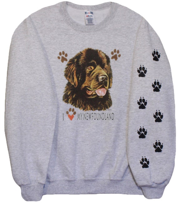 Newfoundland Sweatshirt with paw prints on sleevejogging
